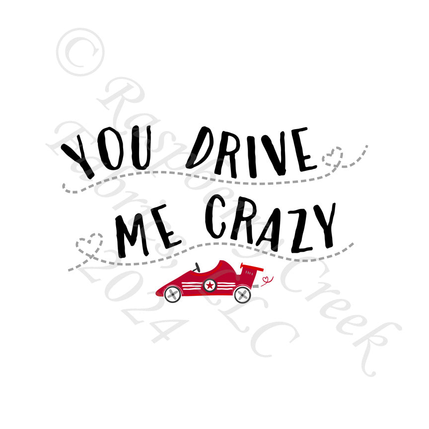 Red Black and Grey You Drive Me Crazy Race Car Panel, Sweet Valentines by Nice to Michiyo Design for CLUB Fabric