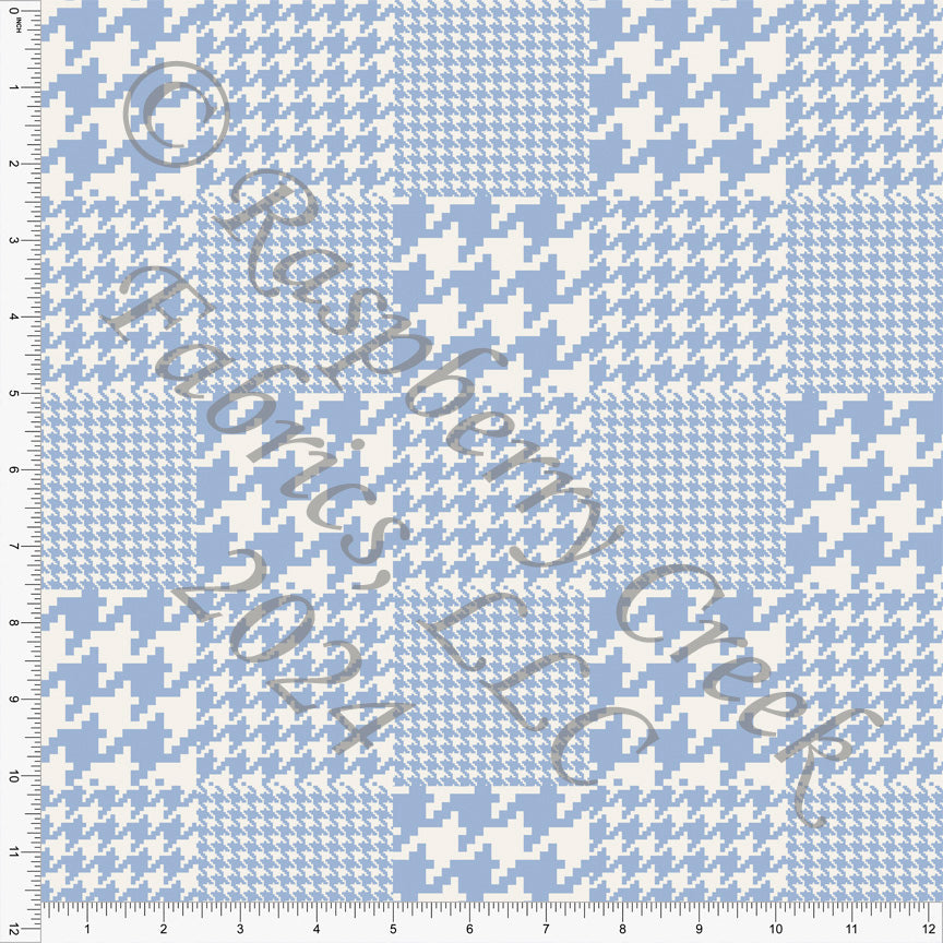 Periwinkle and Cream Patchwork Houndstooth Print Fabric, Trends