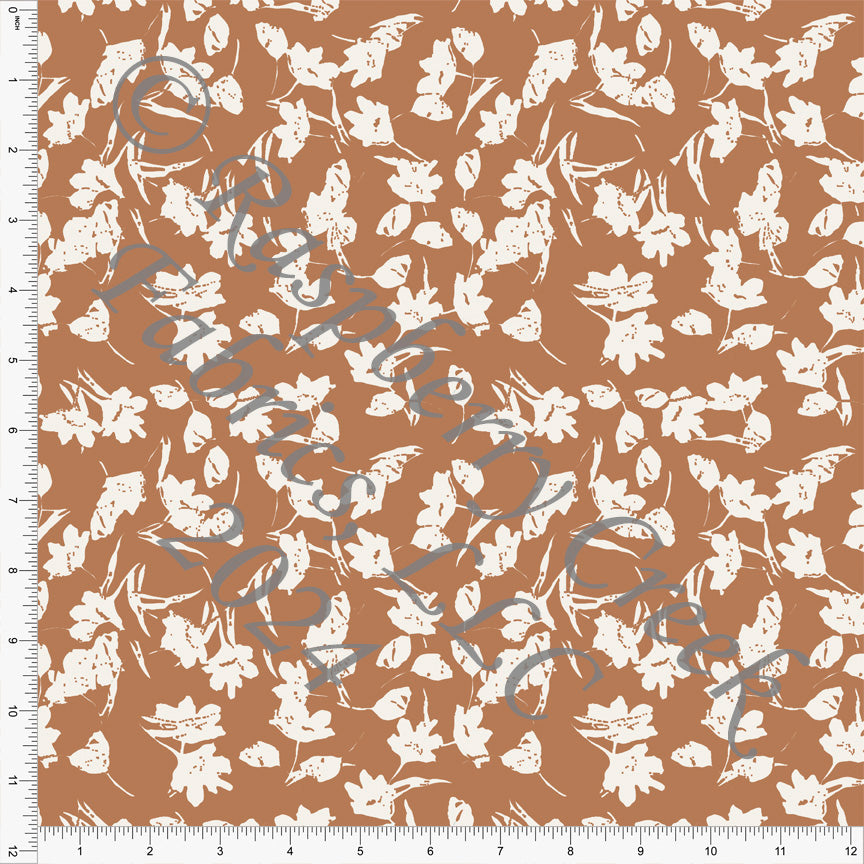 Clay and Cream Negative Floral Print Fabric, Trends for CLUB Fabrics