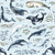 Watercolor Whales and Fish {on Light Blue} Image