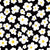 Wonky Daisies Ditsy Pattern on black background Whimsically hand drawn asymmetrical white flowers with yellow centers on a black background Wonky Daisies Collection Image