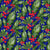 Snowy Winter Holly Pattern Design, Green, Red, Blue, White Image