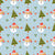 Merry and Bright Christmas Snowman and Christmas Trees on Powder Blue Image