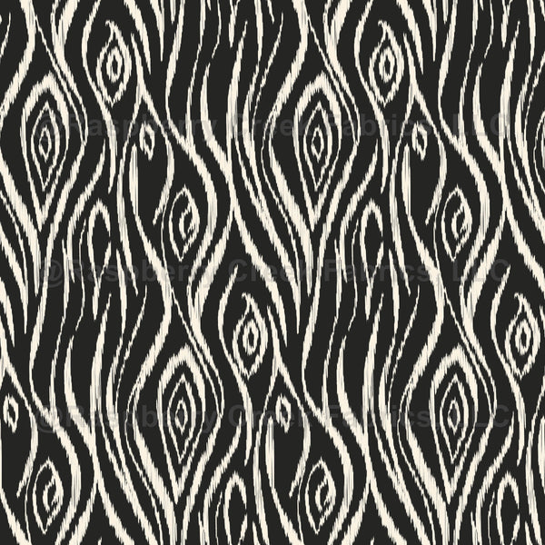 Wood Grain Ikat - Maire Black - l - Raspberry Creek Fabrics