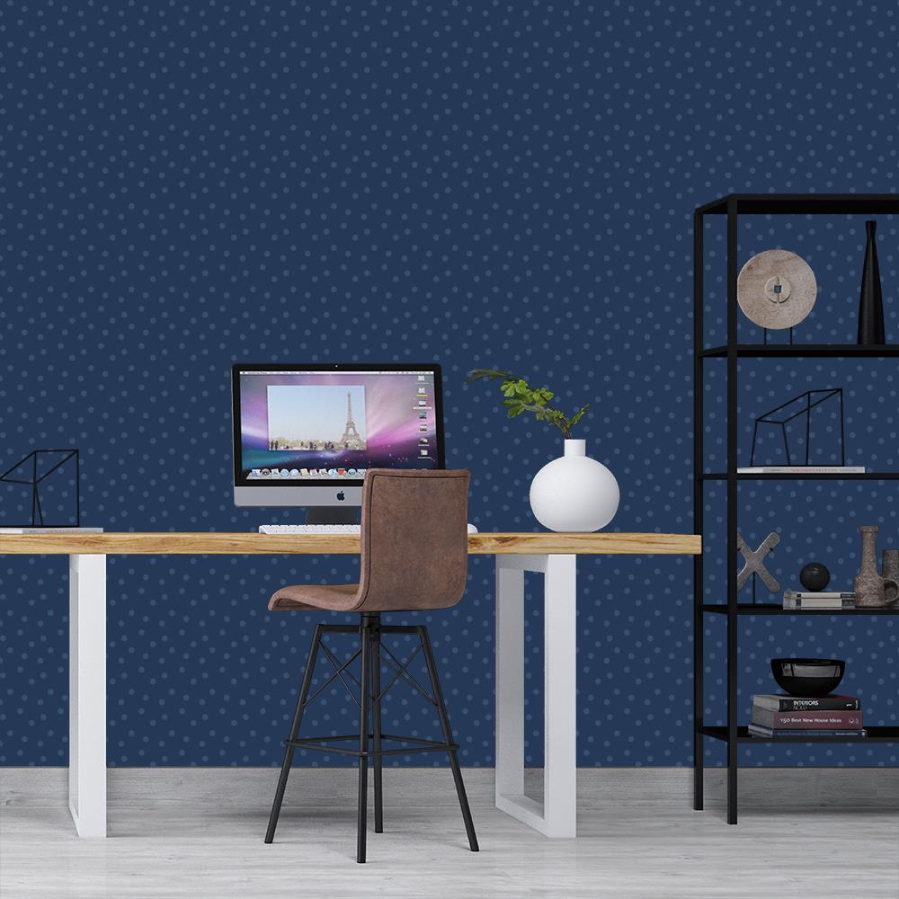 Modern Polka Dots on Navy Blue
