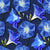 Painterly gouache morning glory blue flowers on a dark blue color background Image