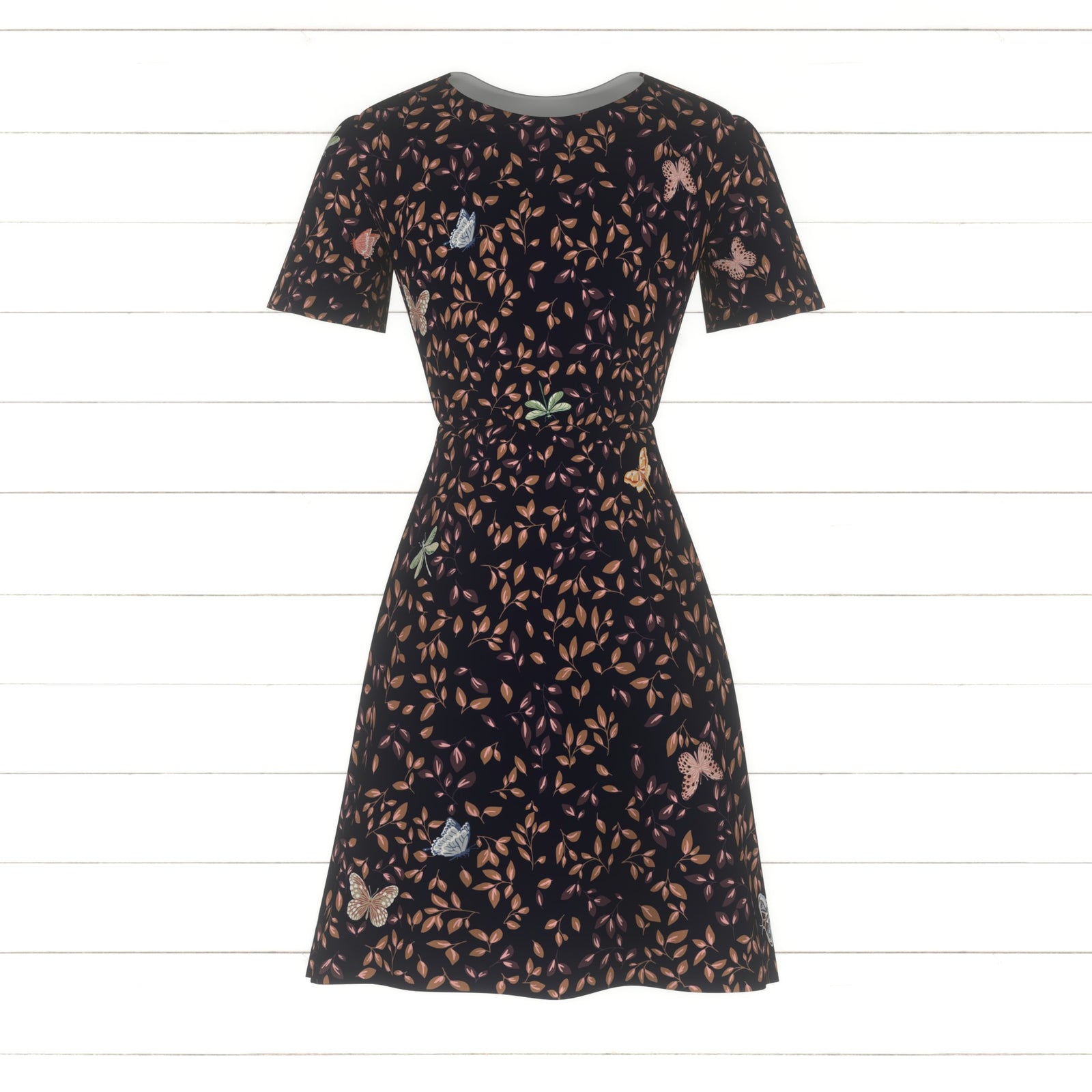 French florals leaves dark blue bckg