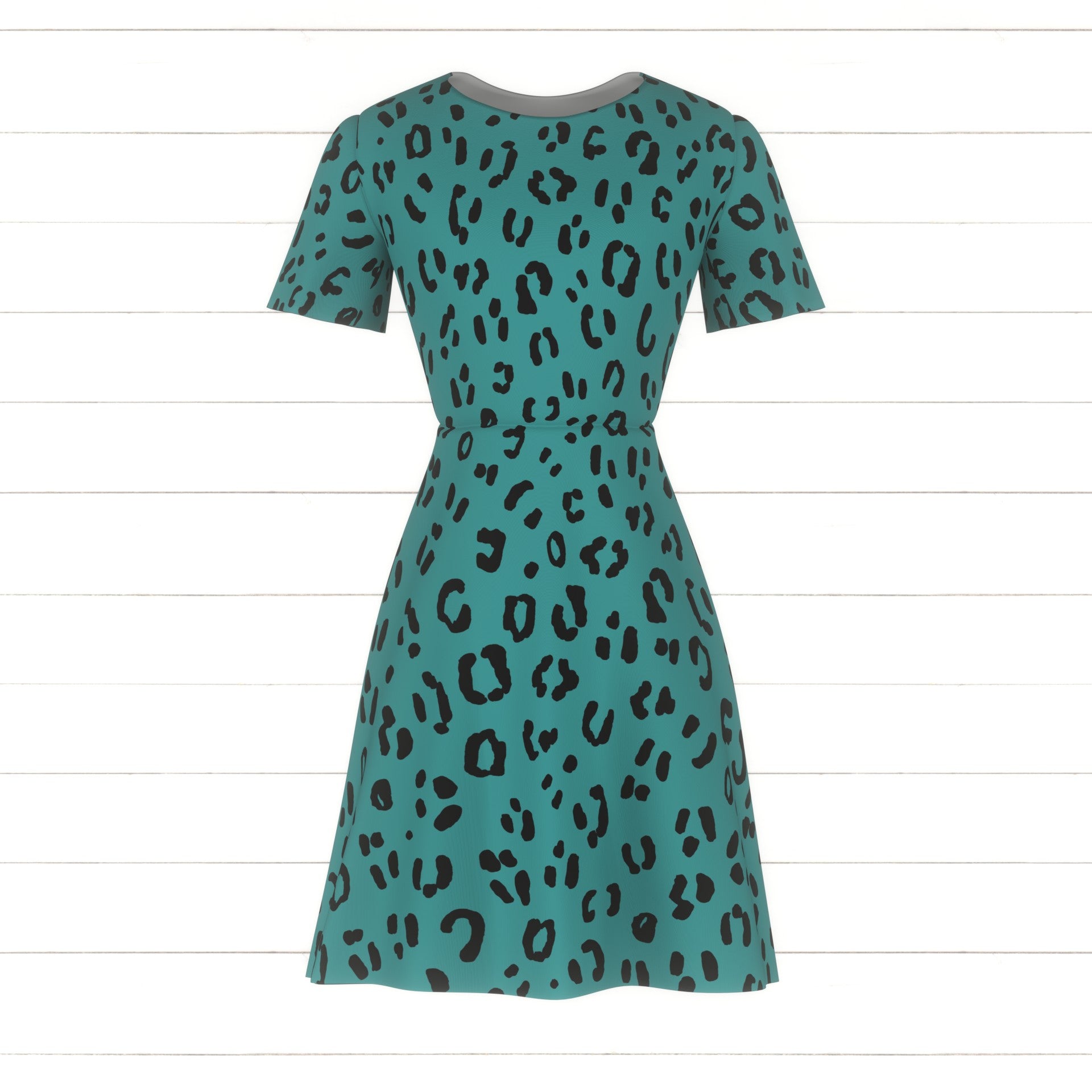 green emerald velvet dress Rent Topshop High Neck Trim Detail Mini Tea Dress In Animal Print main image 0