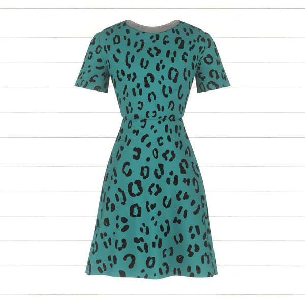 green emerald velvet dress Ailyn V-Neck Mini Dress | Green Leopard | Womens main image 1