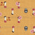 Mushroom And Skull Linear Repeat on Mustard Linen Texture Image