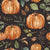 Boho Leaves and Pumpkins on Textured Black Image