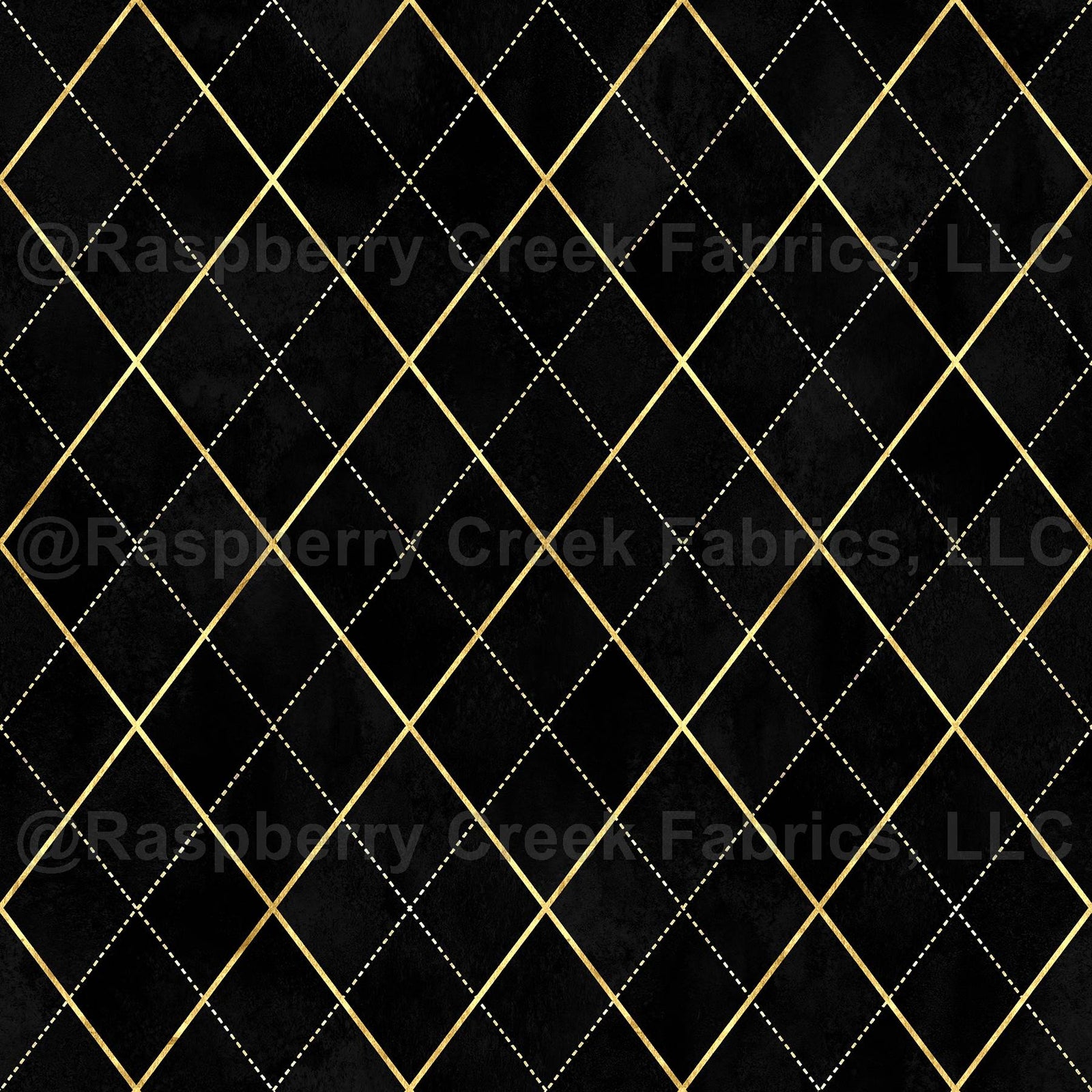 Black argyle geometric watercolor velvet pattern Fabric, Raspberry Creek Fabrics