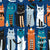 High Gothic Halloween Cats // blue background orange turquoise blue white and black kittens Image