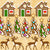 Gingerbread Snow Scene on Frosted Gold Image