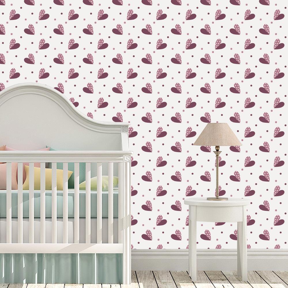 Hearts Burgundy Dusty Rose Polka Dots Diagonal Pattern LARGE SCALE