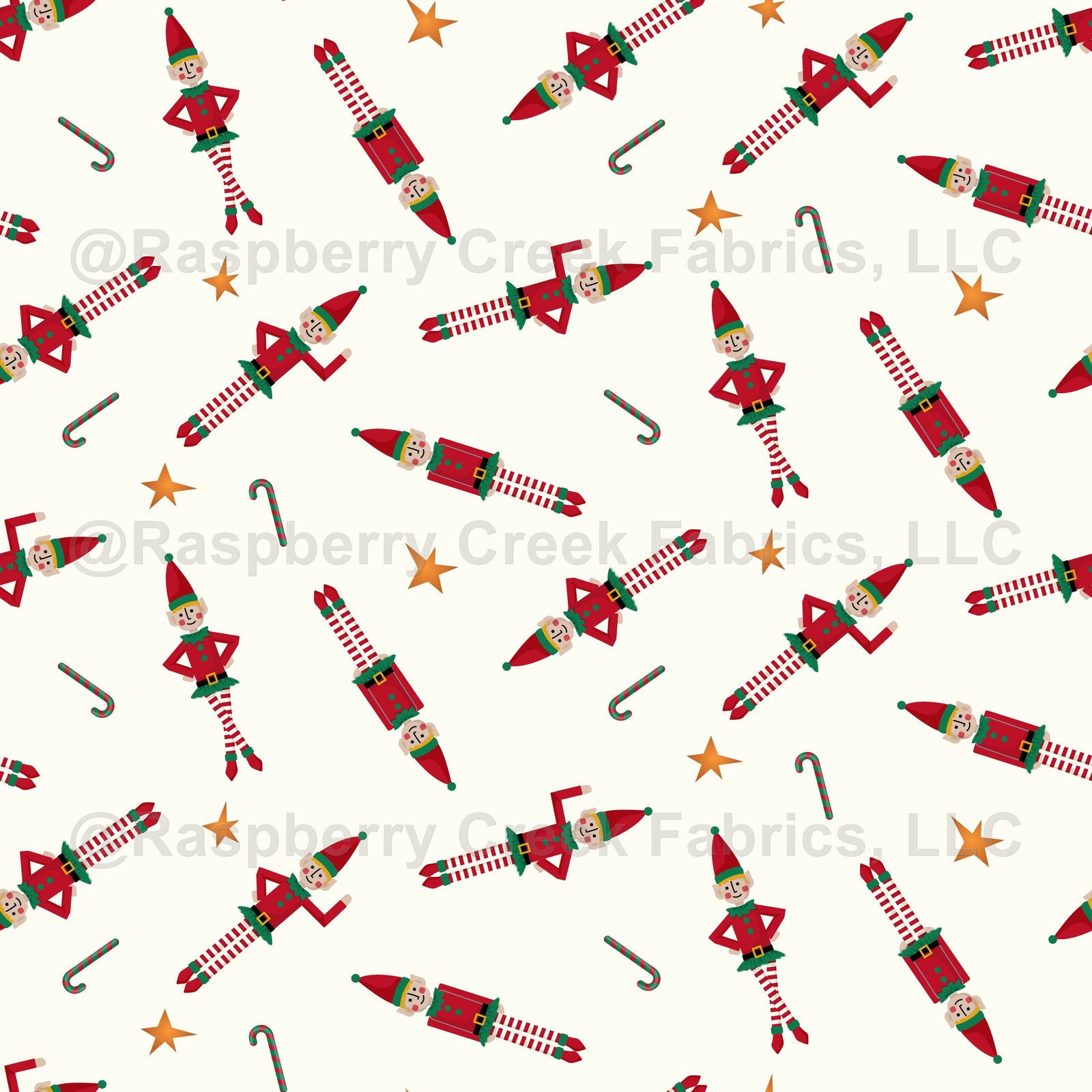 Tossed Christmas Elves on Cream