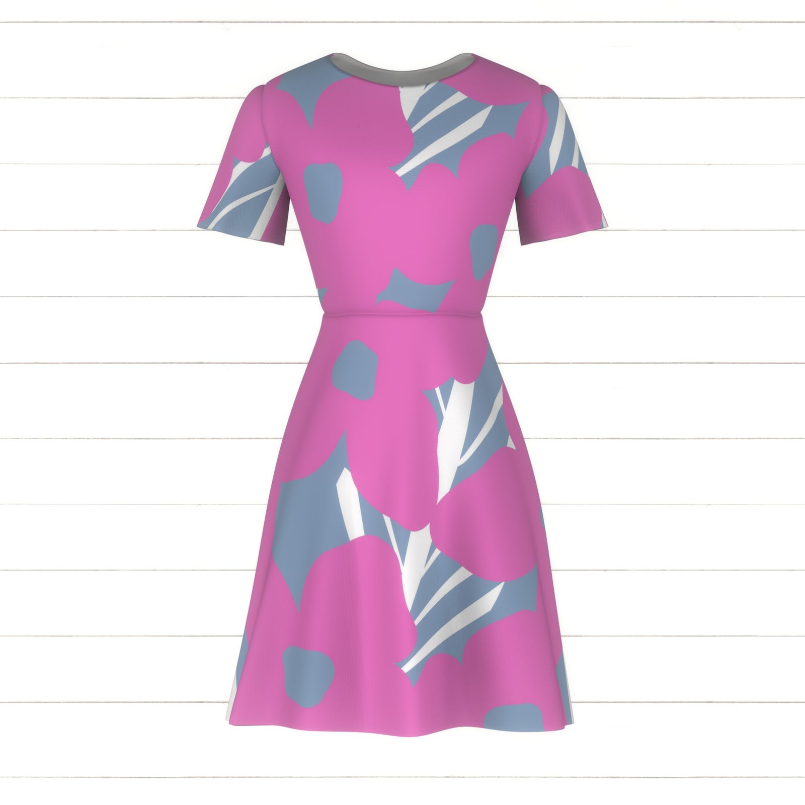 Botanical Nouveau (L) - Pink & Gray Blue by Betty Louise Studio