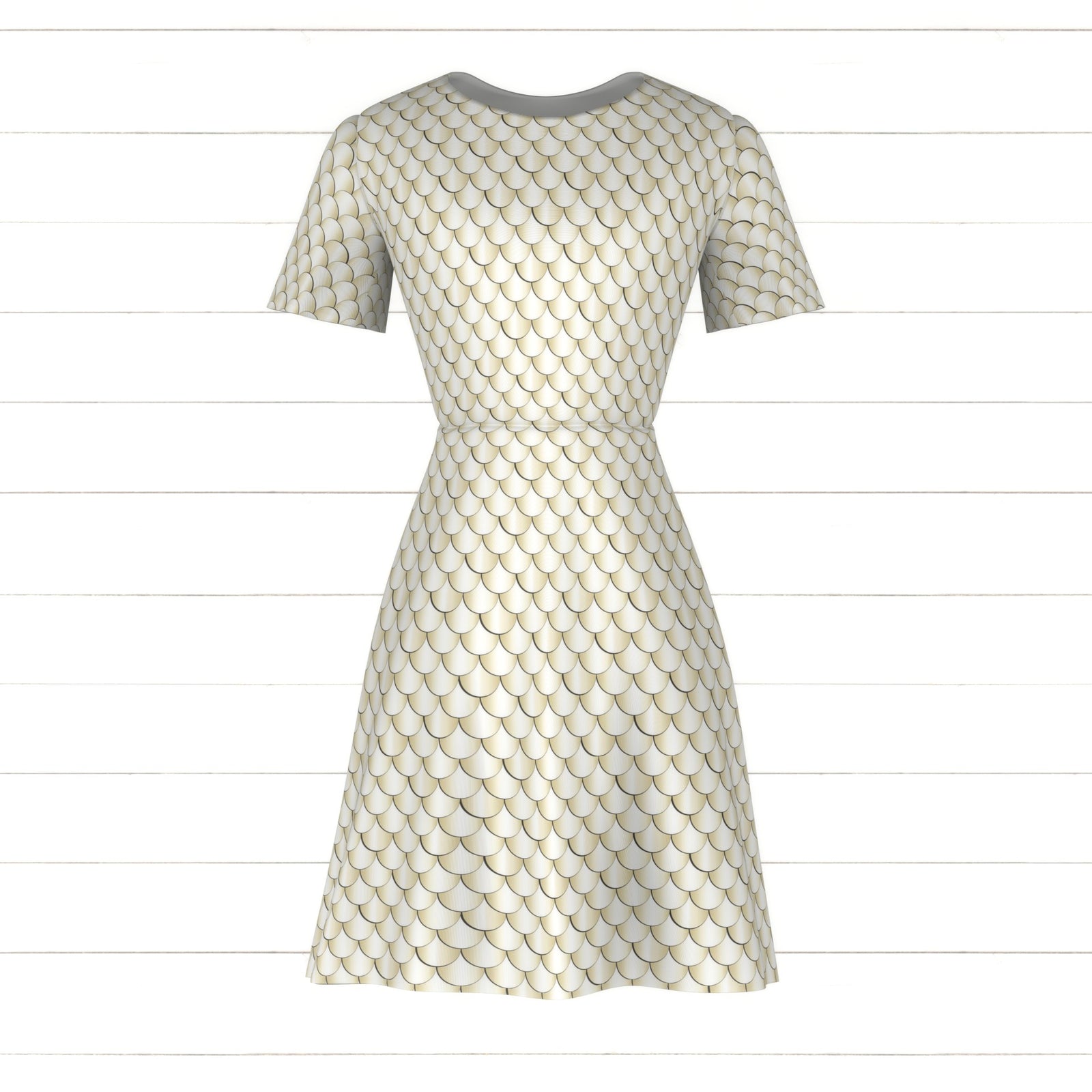 Mermaid Satin Fish Scales in Parchment Ivory Cream