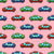 Colorful Toy Pixelated Video Game Cars on Pink Image