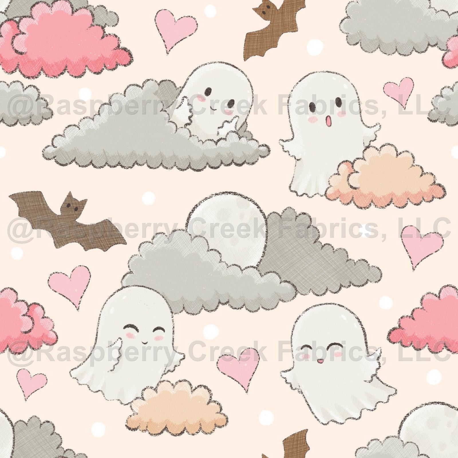 Ghost Hour (Linen) – Cute Ghost Pattern