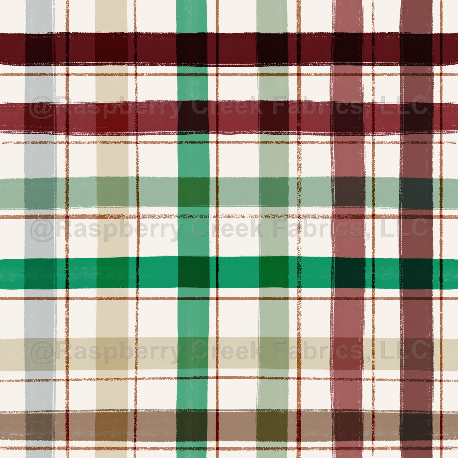 Holiday Gingham Plaid in Multi on Cream