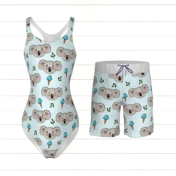 Koalas & Ice Cream//Aqua - Raspberry Creek Fabrics