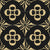 Large black gold geometric stars with circles in circles art deco style. Understated elegance with ornamental charm. The muted, elegant color palette lends a timeless and refined appearance. For modern interiors, textiles and wallpapers. Image