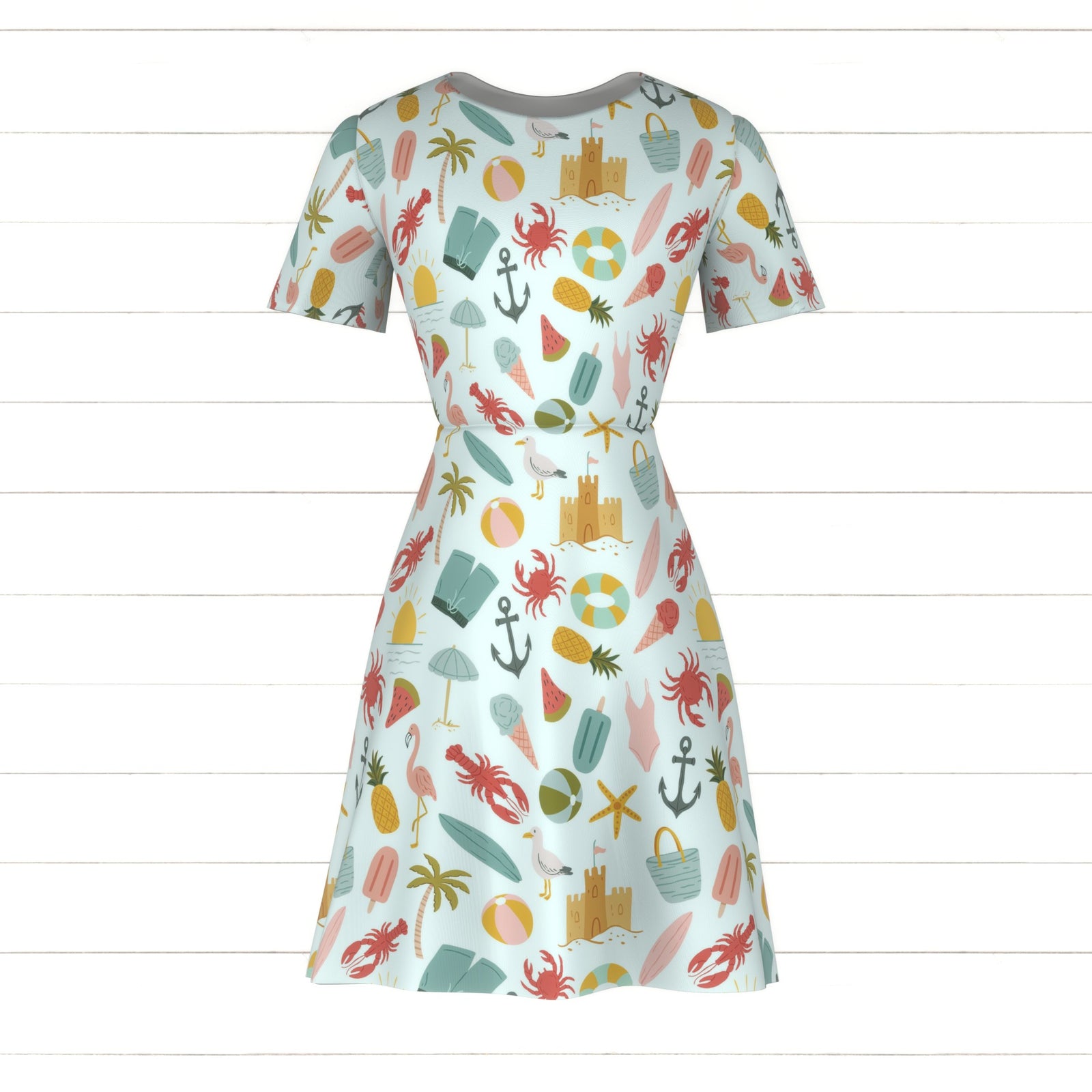 Light Mint Mustard Khaki Red Coral Lime Beachy Main Fabric, Beachy by Brittney Laidlaw