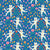 Funny Dancing cats in colorful flowers garden on navy blue- Cats in the Garden Collection Image
