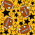 Team Spirit Footballs and Stars in Pittsburgh Steelers Colors Yellow Gold Black White Image