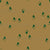 Snow capped tossed Christmas fir spruce trees wood forest monochrome lineart green on gold. Wide spread subtle conifers.  Perfect for Quilting, Home Décor, or fun pieces of clothing. Fits Christmas, wood, cabin, hunting, nature, outdoor themes. Image