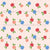 Peach, Red and Blue Roses on White and Pastel Peach Stripes, part of the Minimalist Roses Collection Image