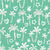 Tropical Palm Tree Conversational Print Bleached out Textured with Hearts and Stars on Green Image