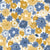 Cheerful floral fabric in Country Blue and Rich Gold - Love Blooms Collection Image