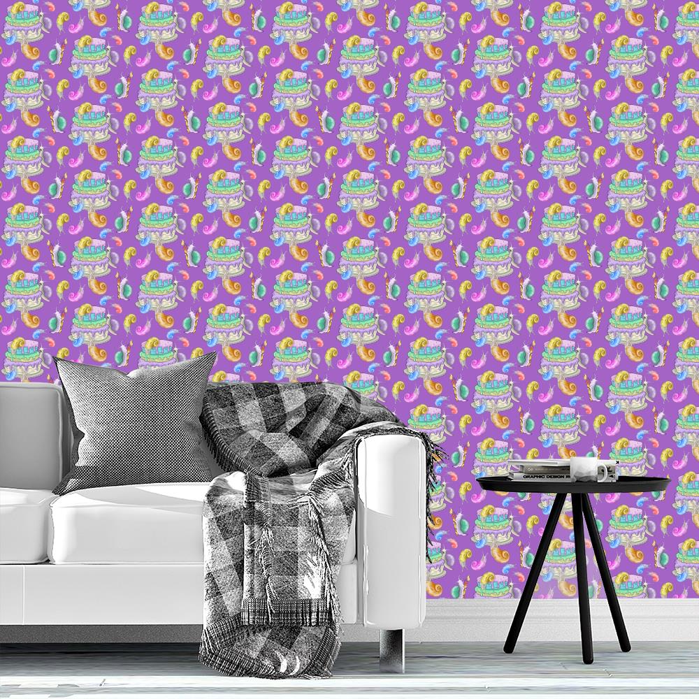 Snail Birthday Party Wallpaper on Purple