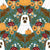 Cottagecore ghost dogs - an autumn design with doodle dogs in a woodland with pumpkins, mushrooms and leaves Image