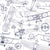 Vintage Aircraft Blueprint by MirabellePrint / Navy on White Background Image