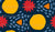 Primary Color Red Abstract Shapes, Yellow Circles + Blue Raindrops on Navy Blue (large) Image