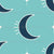 Space Girl & Space Boy - Crescent Moons & Stars on Light Teal Image