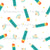 Bright Teal and Orange Pencils Shavings Stationery Triangles on White Image