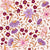 Ditsy Florals in Pink and Lavender with Ochre Accents: A tossed pattern of dainty flowers Image