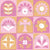 Mediterranean Flower and Cross Arch Tiles in Pink White Yellow, Aegean Summer by Stephanie Fiona Design Image