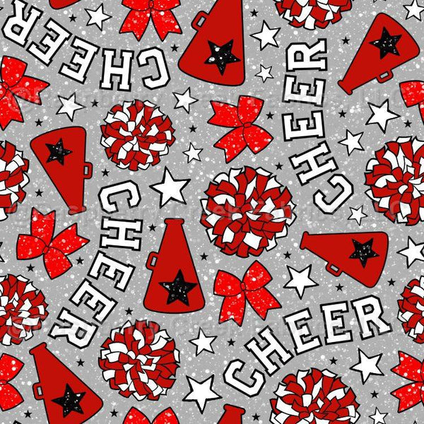 Cheer Spirit in Red and Silver Grey - Raspberry Creek Fabrics