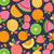 Bright Tropical Summer Fruits in Yellow Orange Red Pink Green on Navy Blue Image