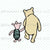 Classic Winnie the Pooh and Piglet Panel Pale Mint Green Polkadots on White Image