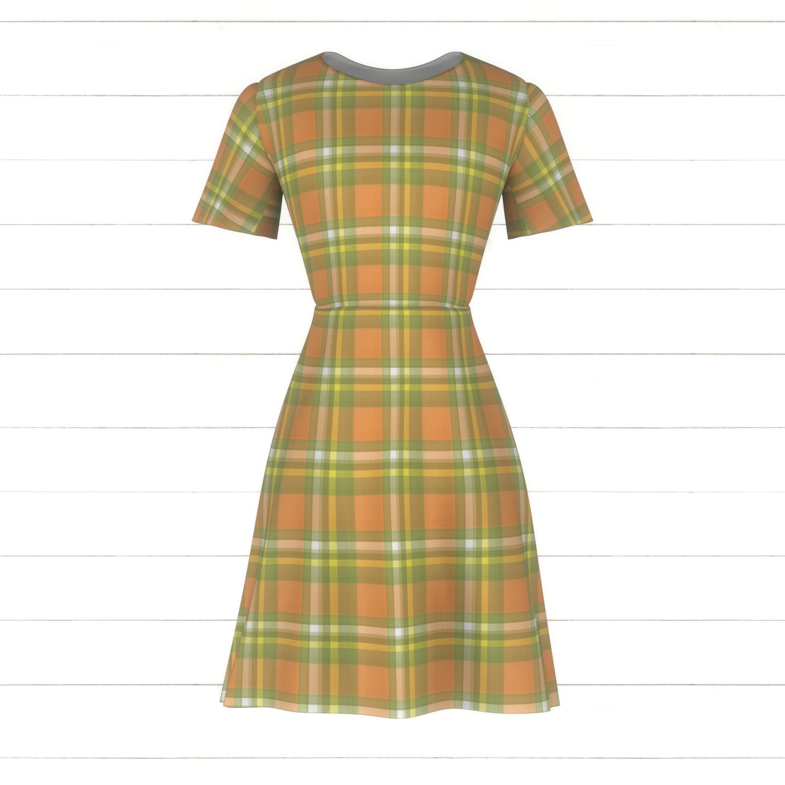 Peach Yellow Green Brushstroke Basketweave Stripe Plaid