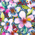 Candyland Watercolor Garden Floral on Denim Blue Image