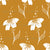 Hand Drawn White Flowers Bubbles Leaves and Stems on Yellow Ochre Image