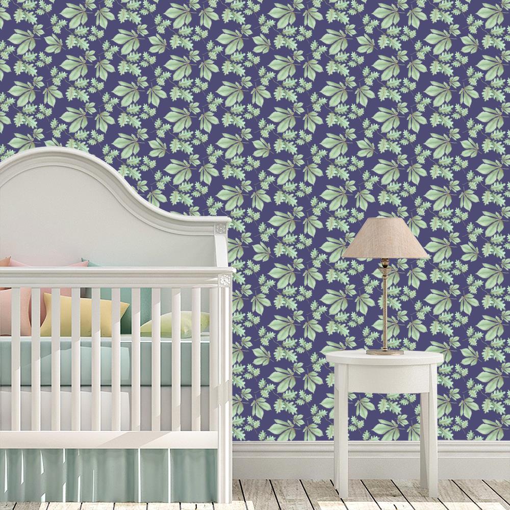 Oak and Chestnuts Leaves Wallpaper on Purple