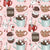 Pink, light pink, girls, Crazy for cocoa, cocoa, beige, cream, gender neutral, red, green, holiday, Christmas, mugs, marshmallows, whimsical, animated, illustrative, kids, family, kitchen, home decor, pajamas Image